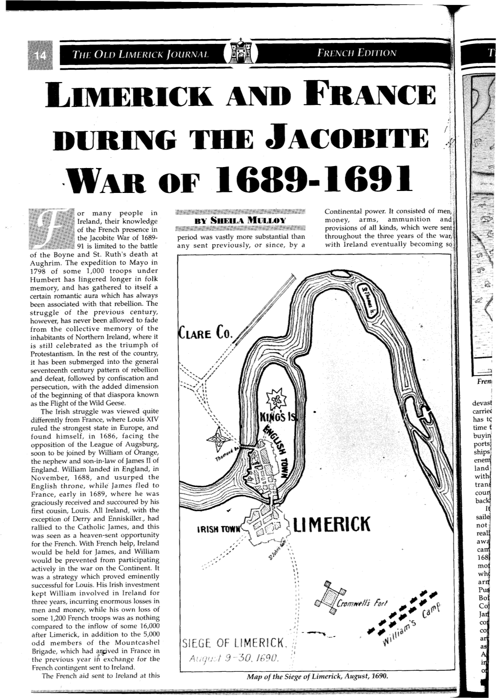 Limerick and France During the Jacobite War of 1689