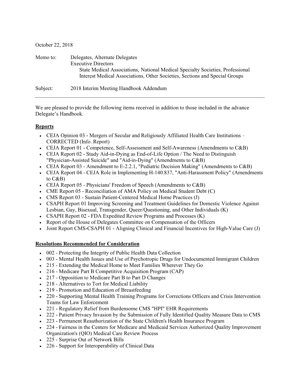 2018 Interim Meeting American Medical Association House of Delegates