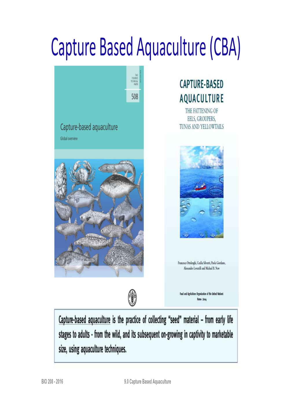 Capture-Based Aquaculture - Main Species