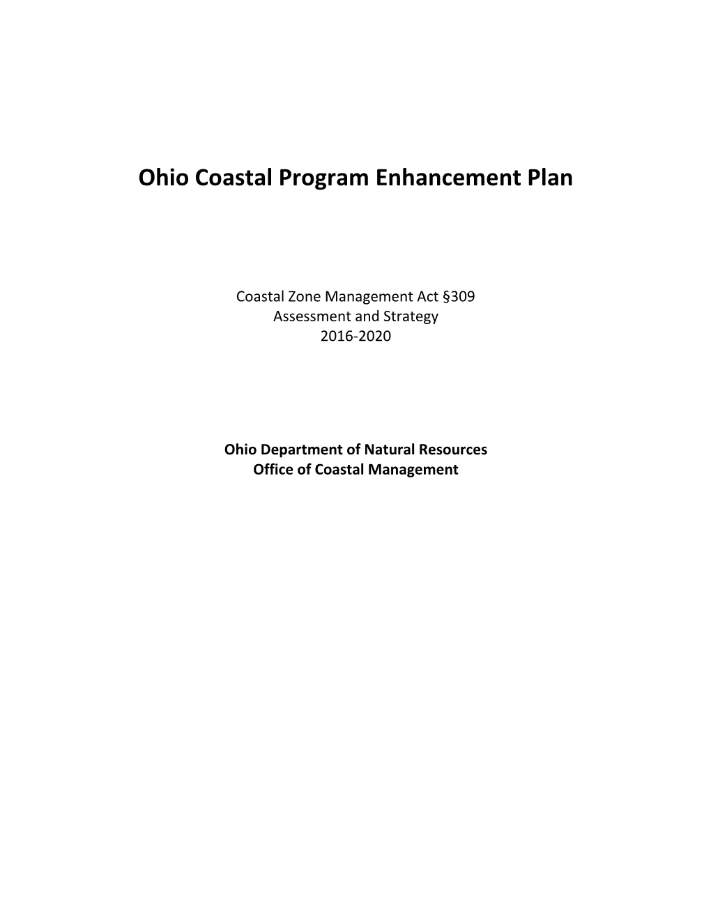 Ohio Coastal Program Enhancement Plan