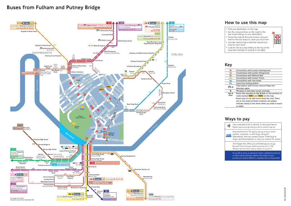 Buses from Fulham and Putney Bridge