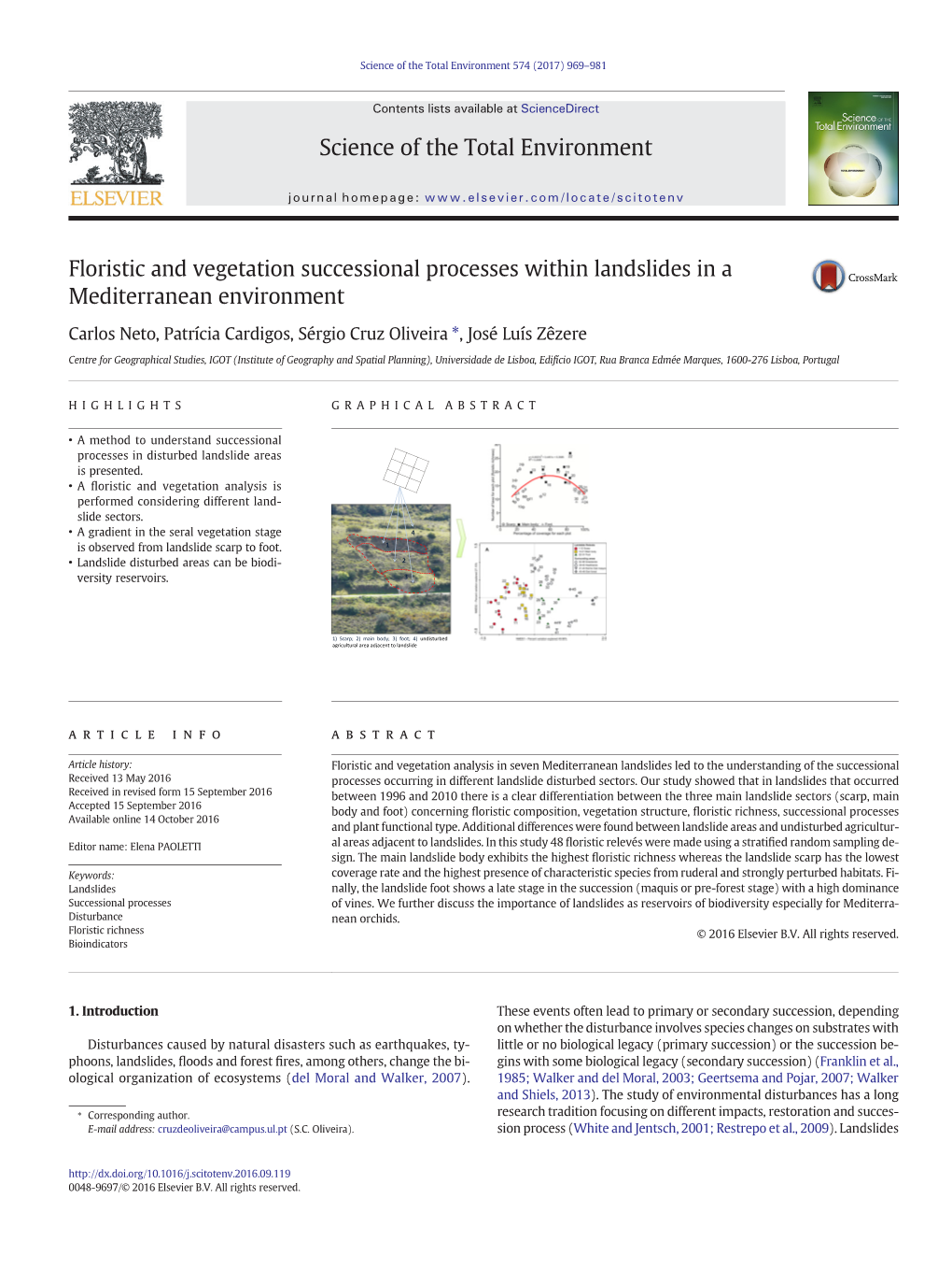 Floristic and Vegetation Successional Processes Within Landslides in a Mediterranean Environment