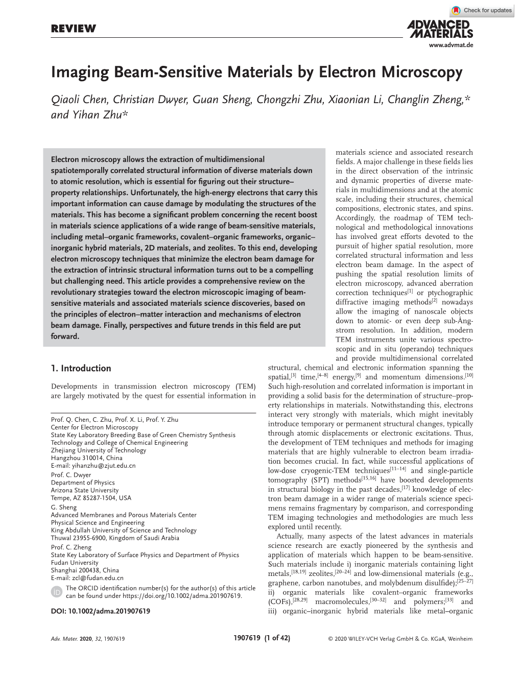 Imaging Beam‐Sensitive Materials by Electron Microscopy