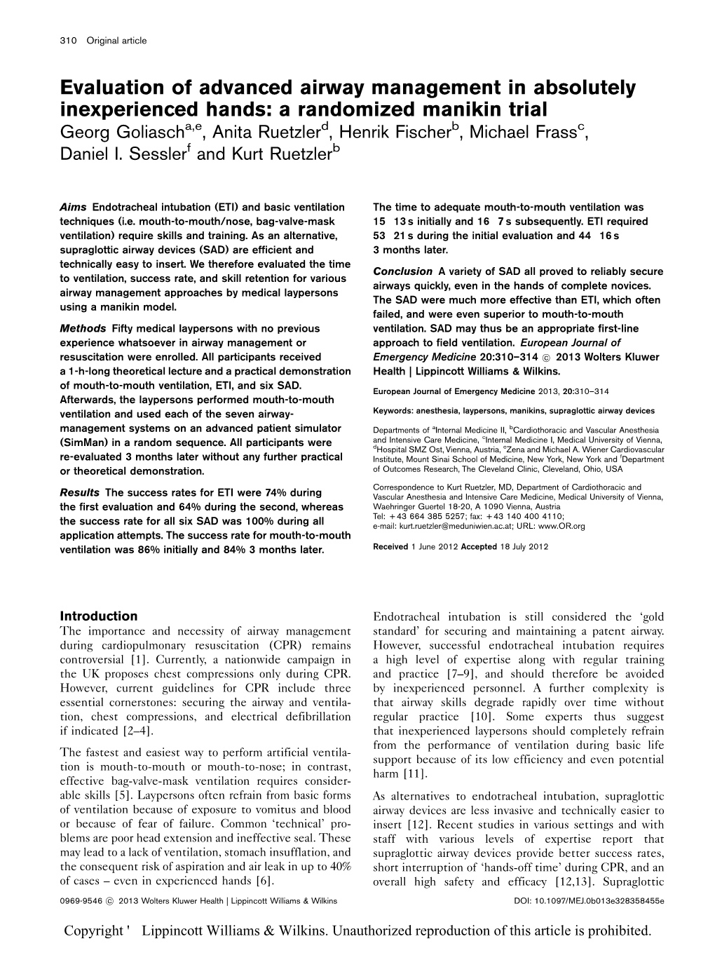 Evaluation of Advanced Airway Management in Absolutely Inexperienced Hands