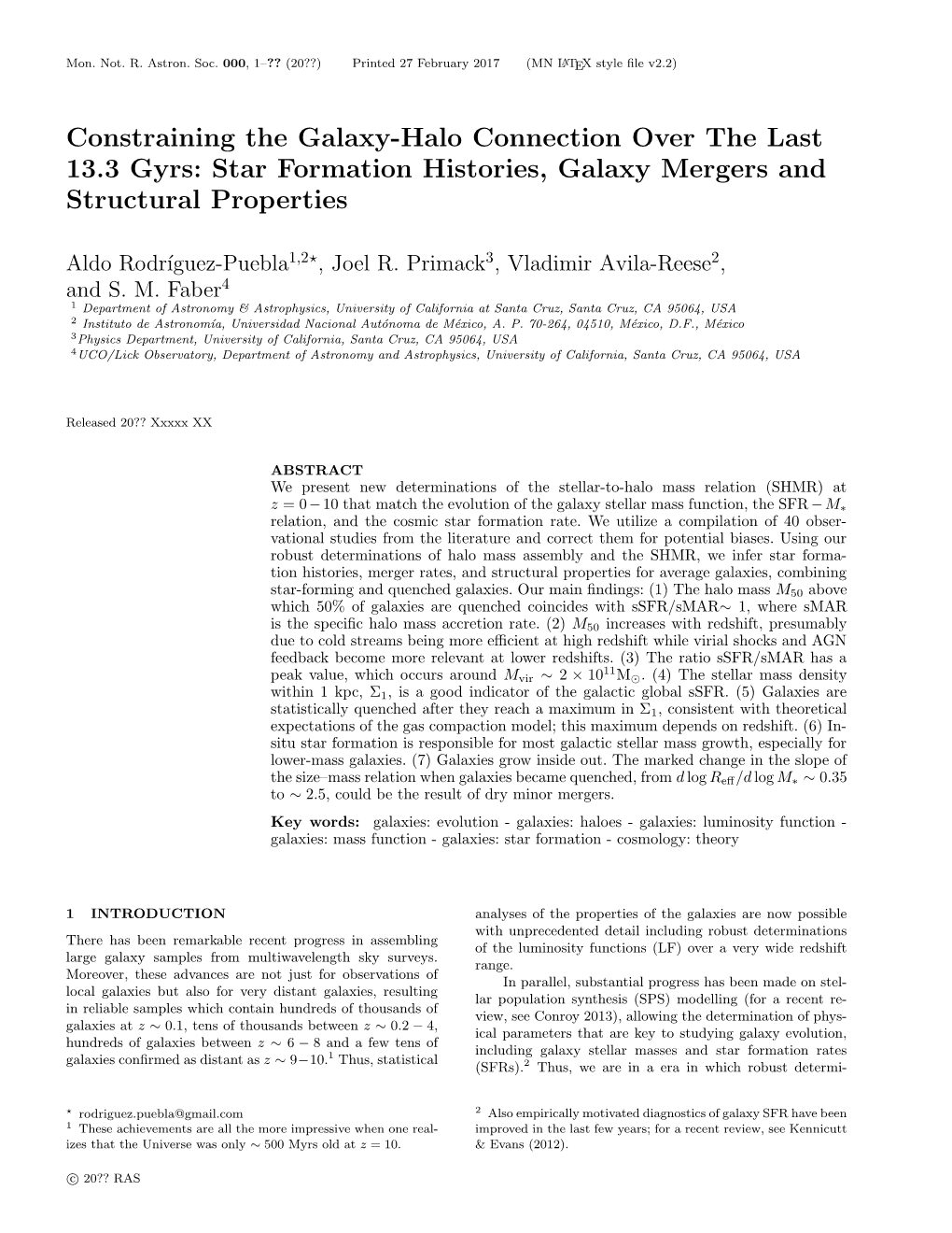 Constraining the Galaxy-Halo Connection Over the Last 13.3 Gyrs: Star Formation Histories, Galaxy Mergers and Structural Properties