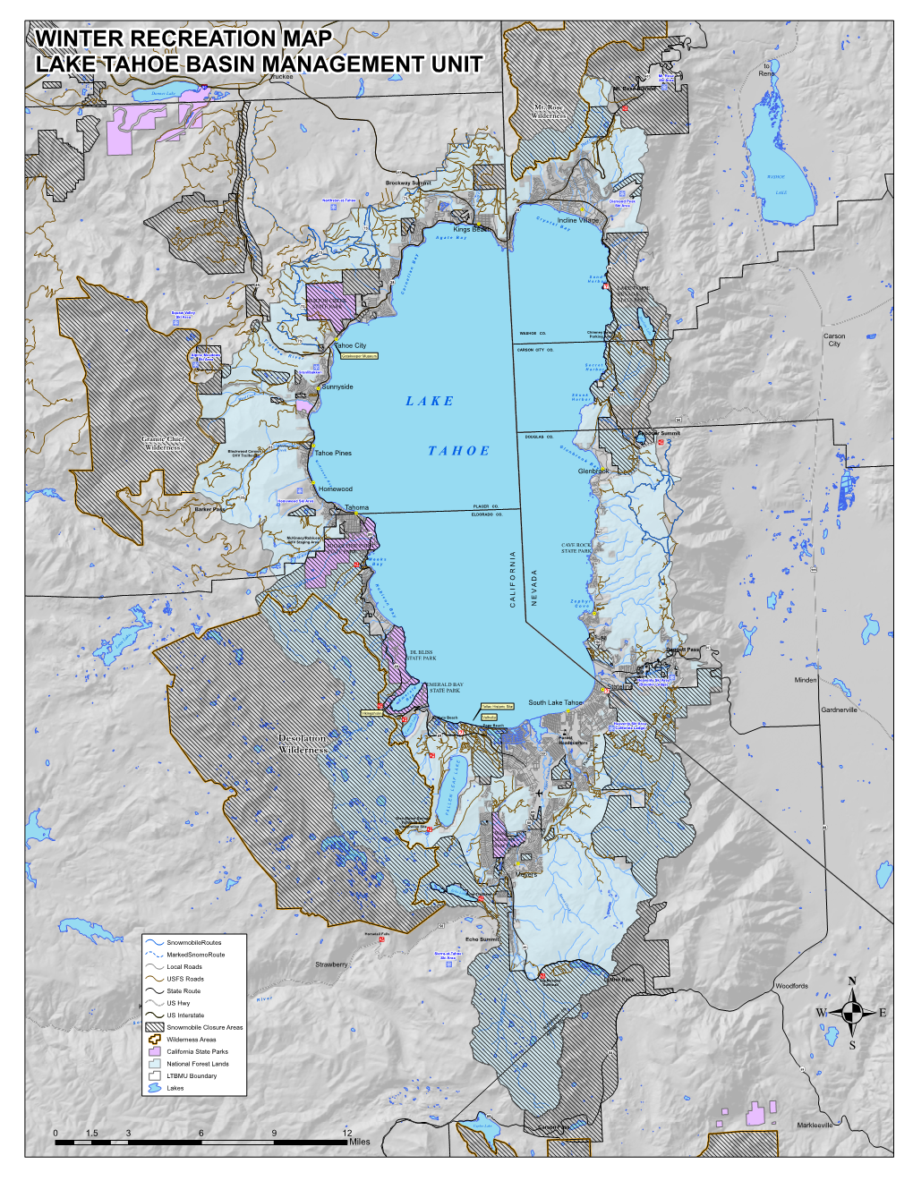 Winter Recreation Map Lake Tahoe Basin Management Unit