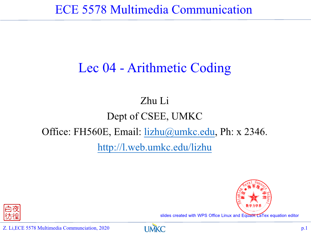 Lec 04 - Arithmetic Coding