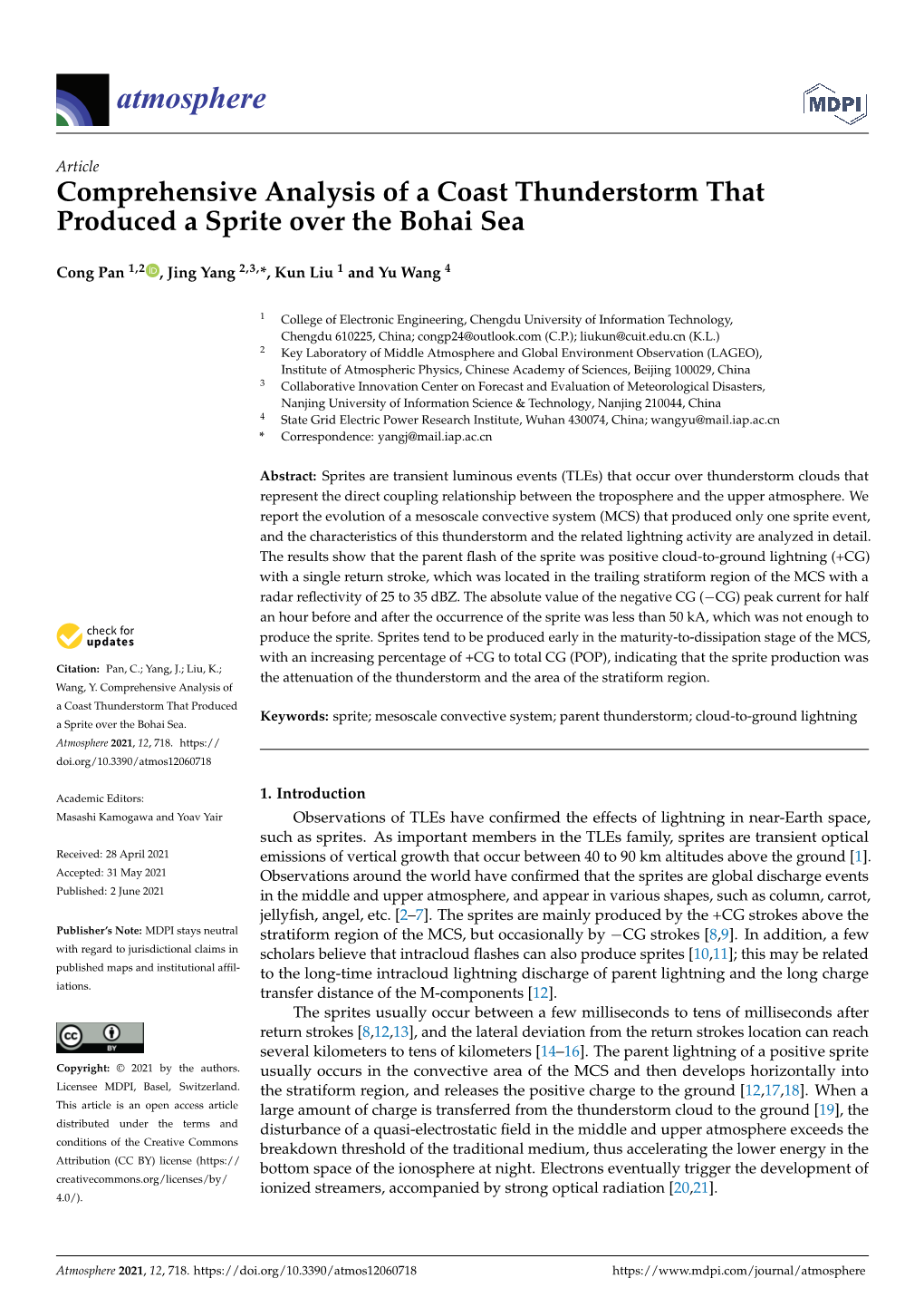 Comprehensive Analysis of a Coast Thunderstorm That Produced a Sprite Over the Bohai Sea