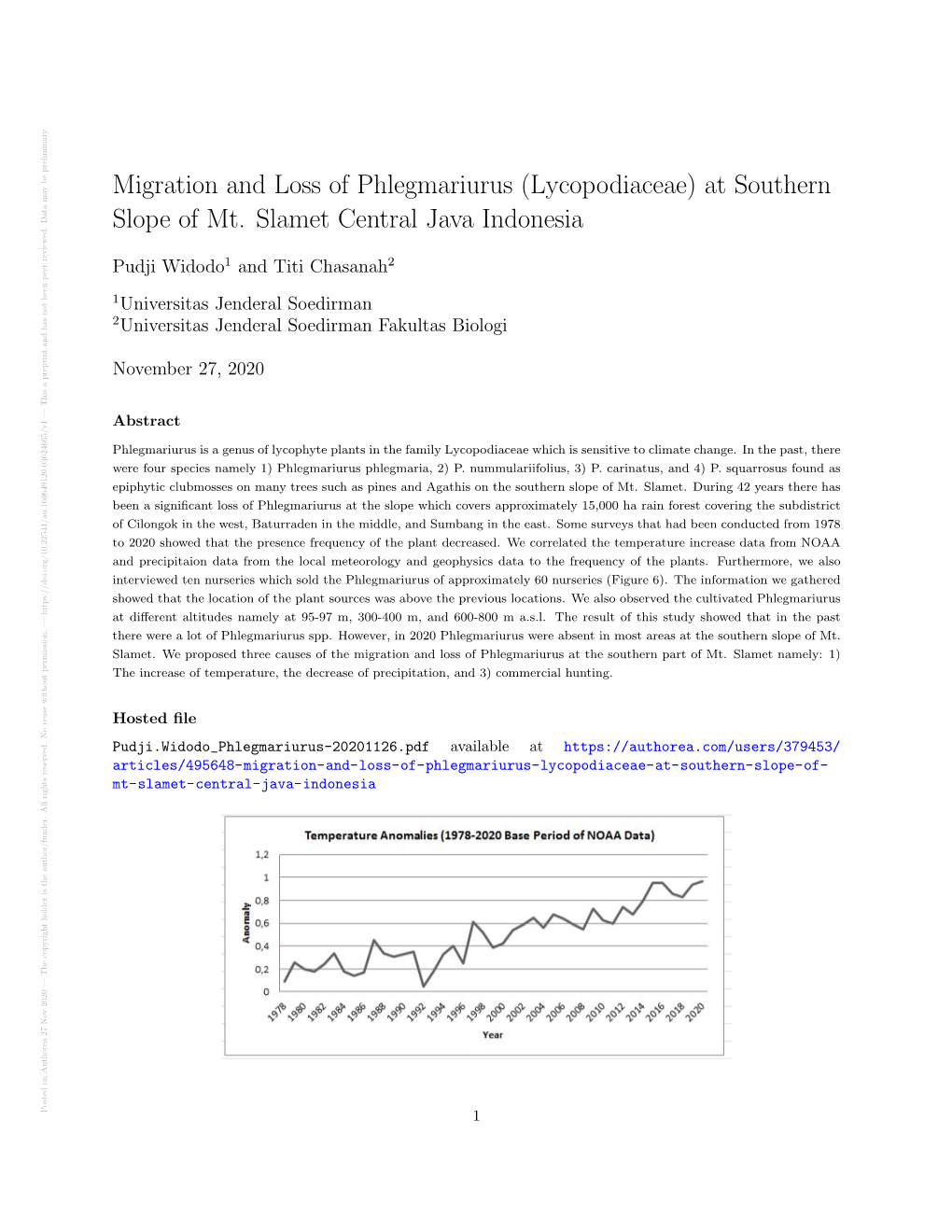 Migration and Loss of Phlegmariurus (Lycopodiaceae) at Southern Slope