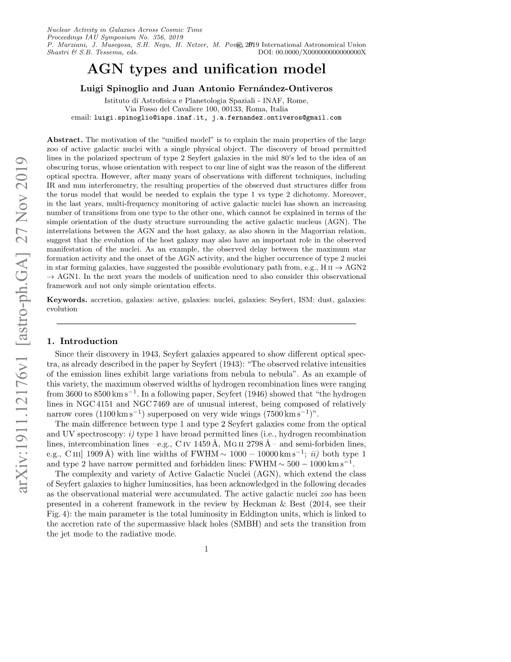 Arxiv:1911.12176V1 [Astro-Ph.GA] 27 Nov 2019 As the Observational Material Were Accumulated