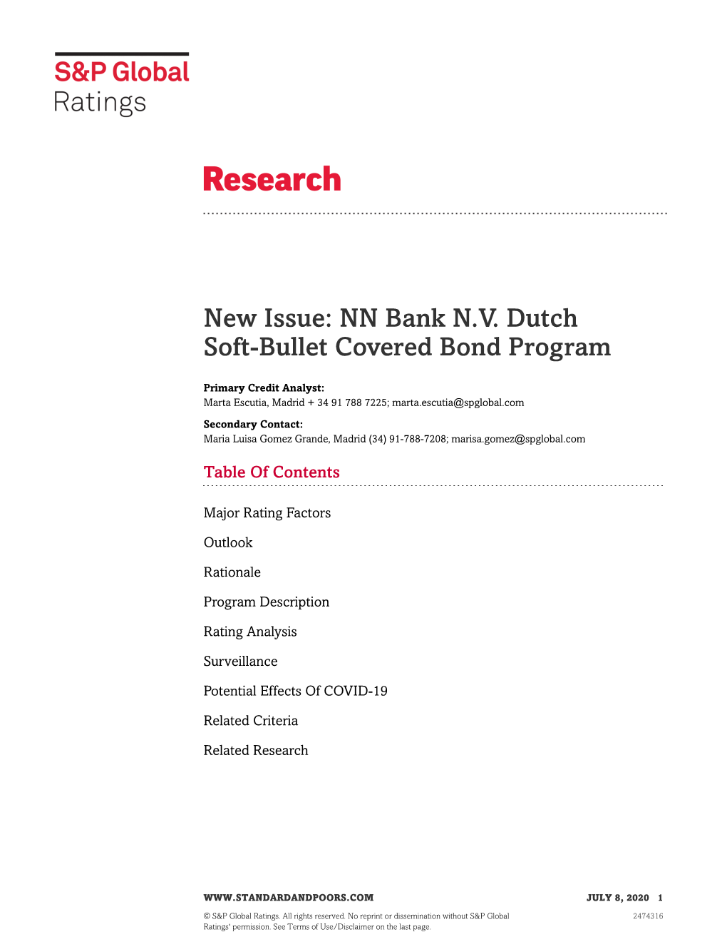 New Issue: NN Bank N.V. Dutch Soft-Bullet Covered Bond Program