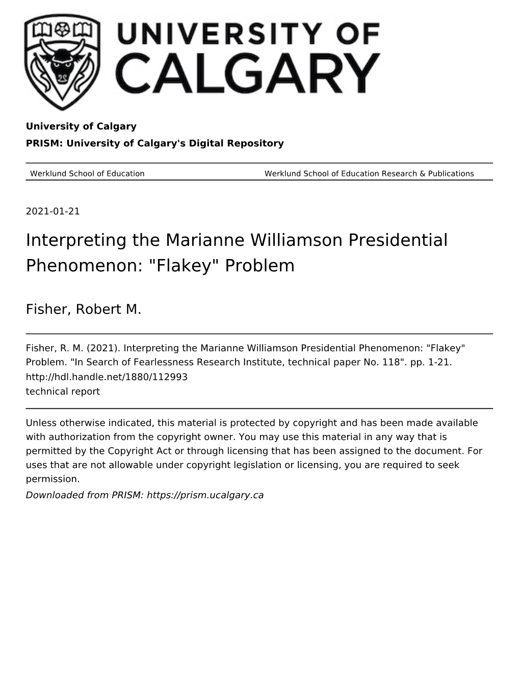 Interpreting the Marianne Williamson Presidential Phenomenon: "Flakey" Problem