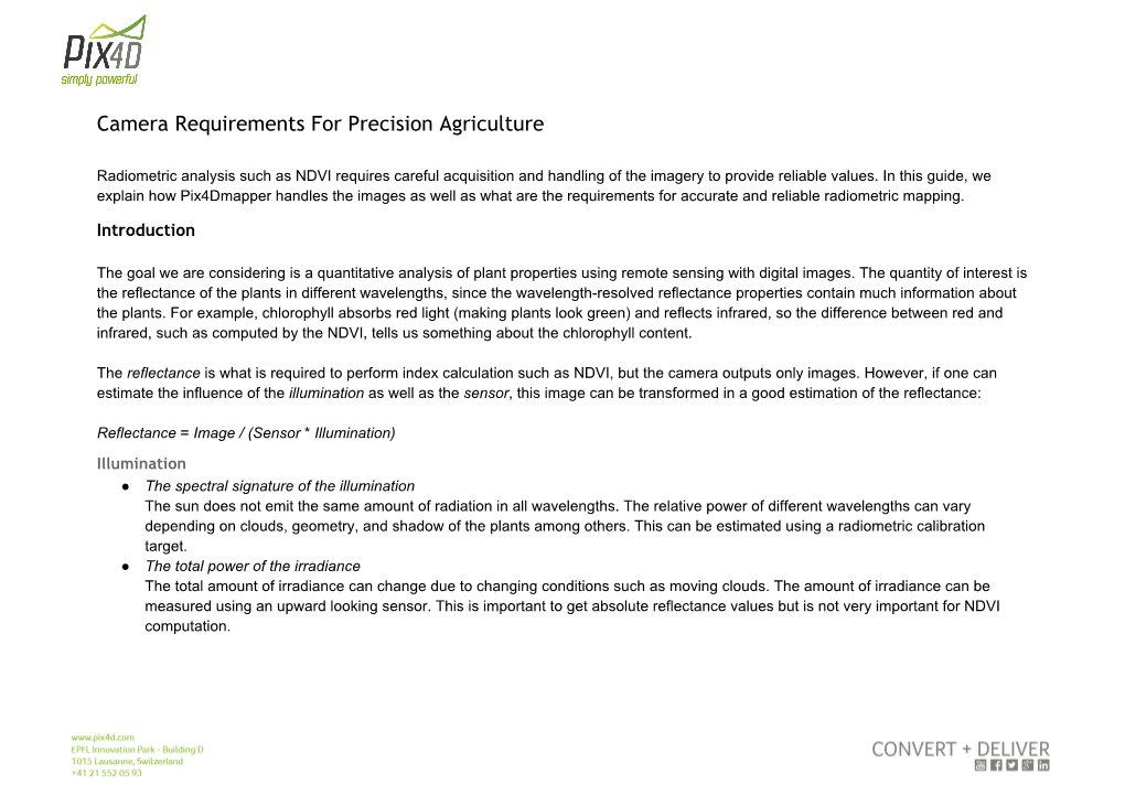 Camera Requirements for Precision Agriculture