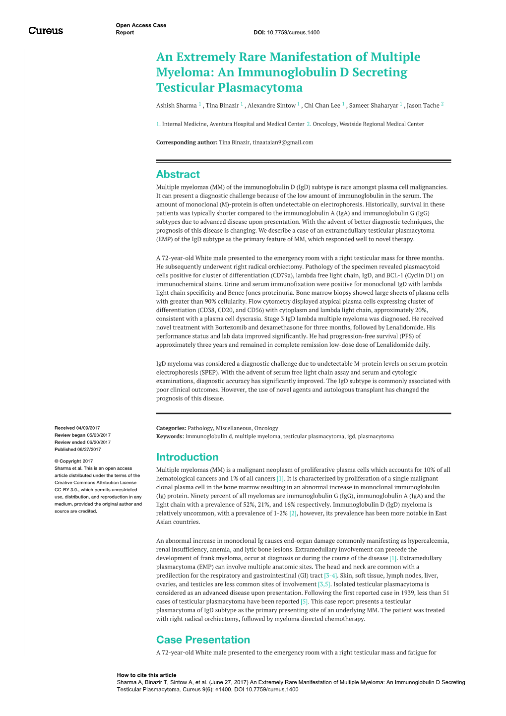 An Extremely Rare Manifestation of Multiple Myeloma: an Immunoglobulin D Secreting Testicular Plasmacytoma