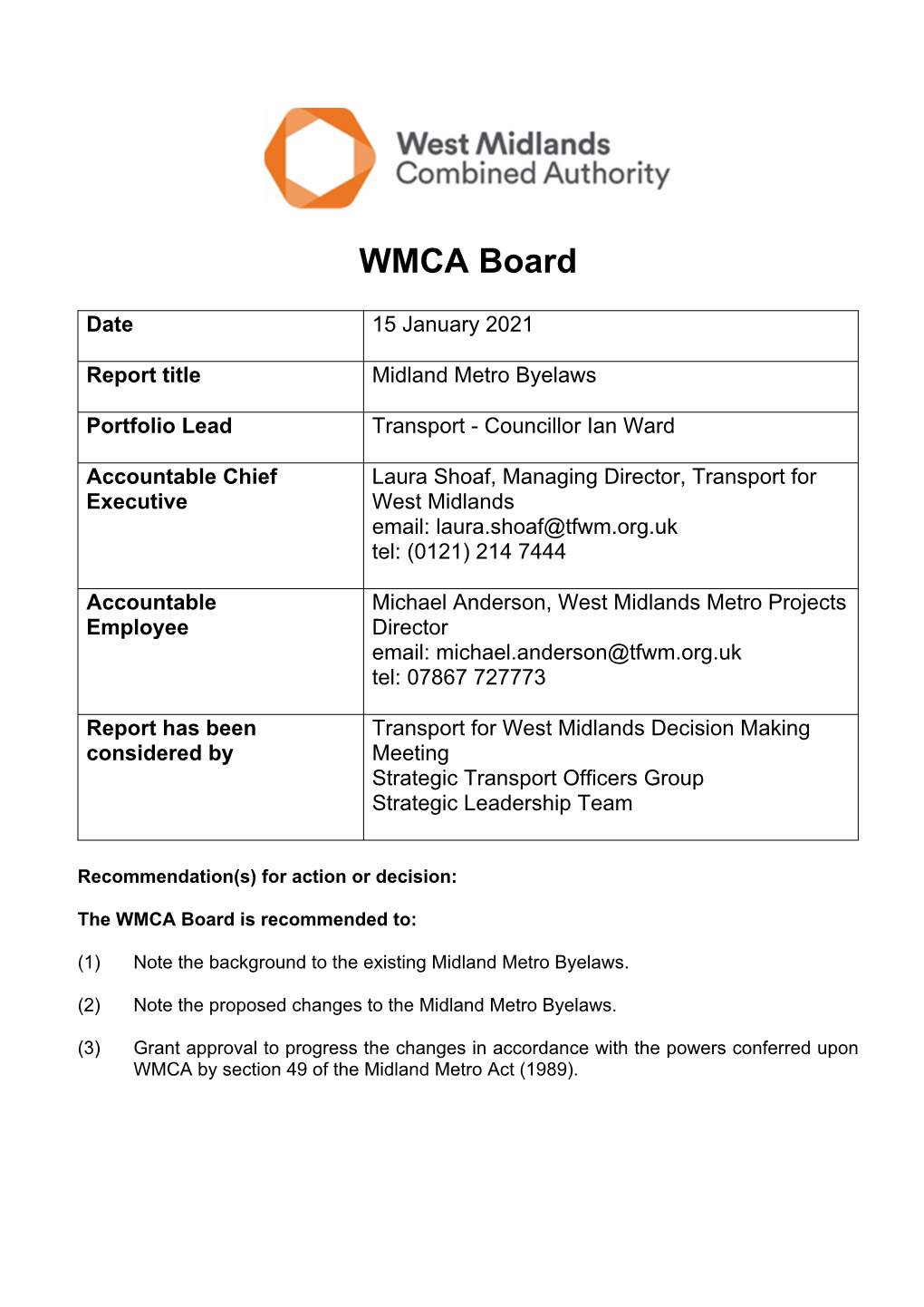 Midland Metro Byelaws PDF 137 KB