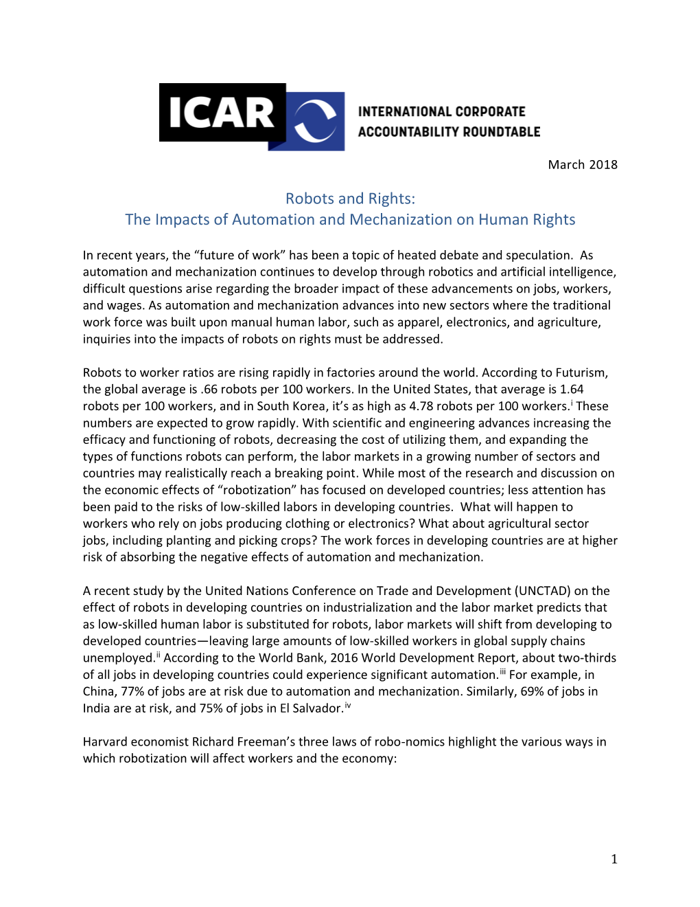 Robots and Rights: the Impacts of Automation and Mechanization on Human Rights