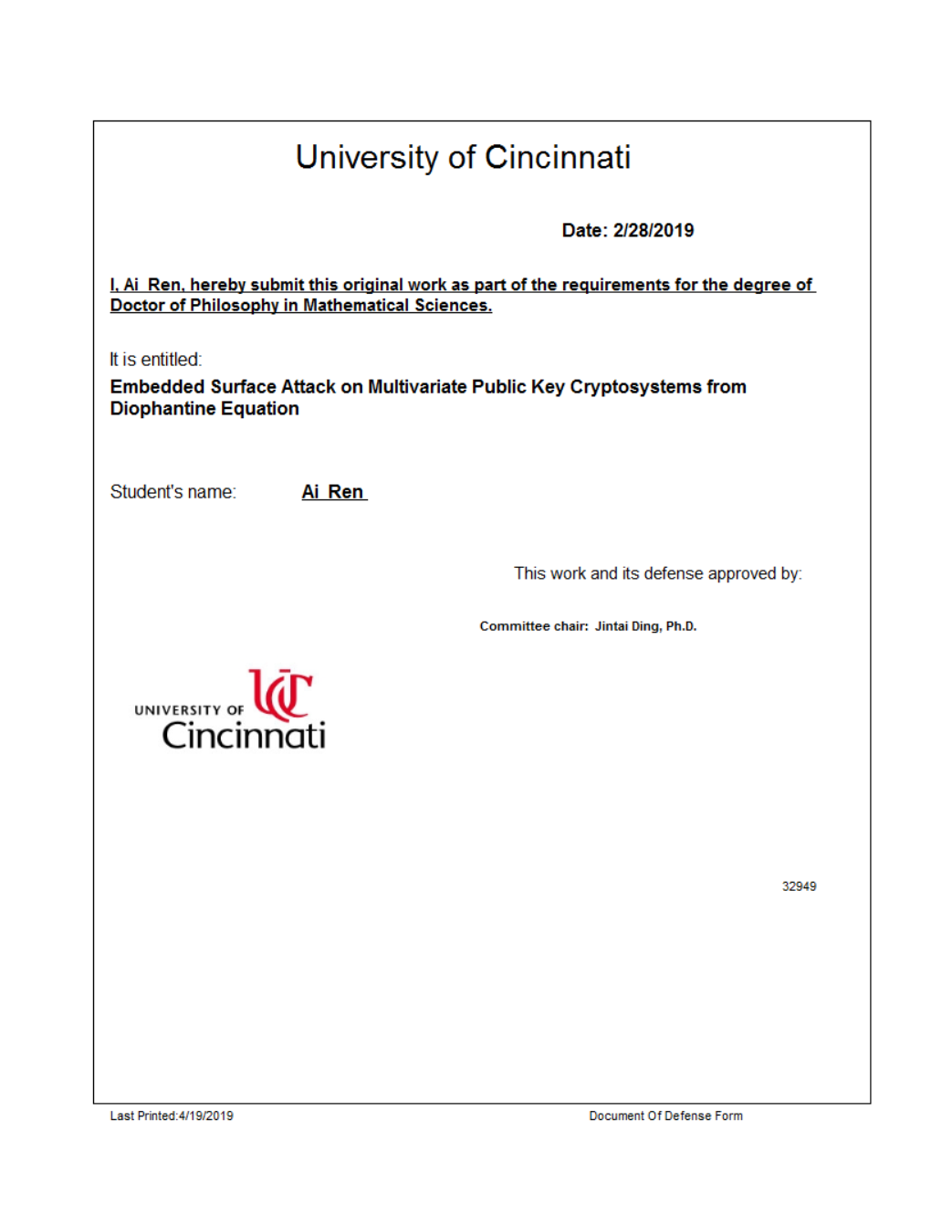 Embedded Surface Attack on Multivariate Public Key Cryptosystems from Diophantine Equation