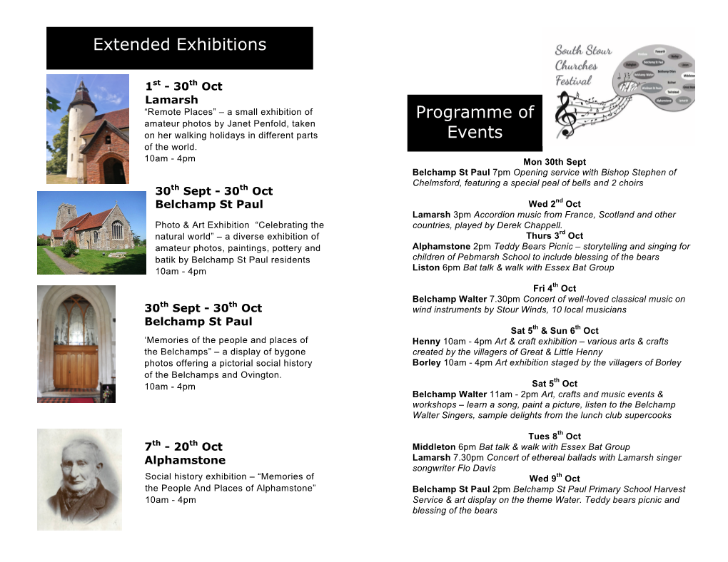 Extended Exhibitions Programme of Events