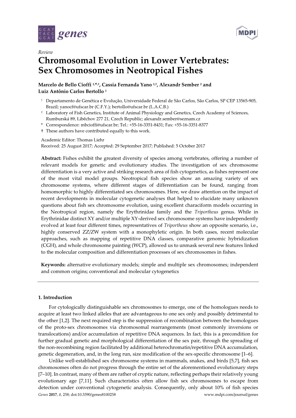 Sex Chromosomes in Neotropical Fishes