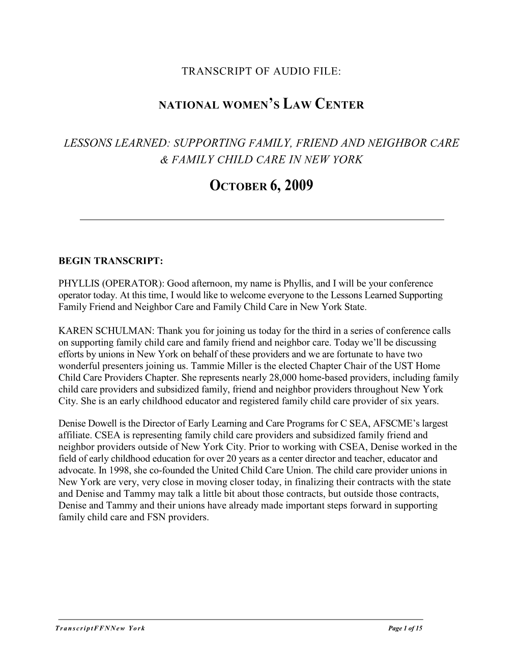 Lessons Learned: Supporting Family, Friend and Neighbor Care &Family Child Carein New York