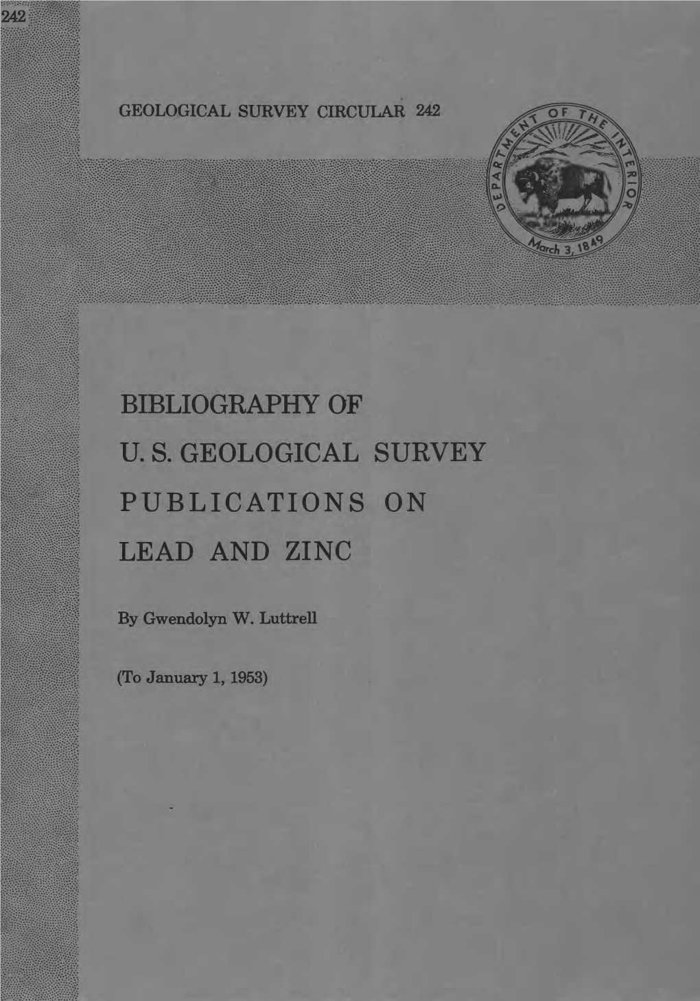 Bibliography of U. S. Geological Survey Publications on Lead and Zinc