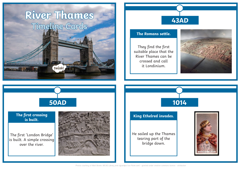 River Thames 43AD Timeline Cards the Romans Settle