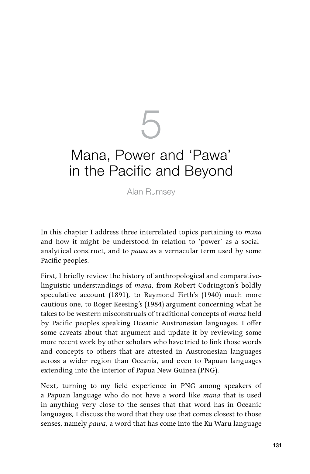 Mana, Power and 'Pawa' in the Pacific and Beyond