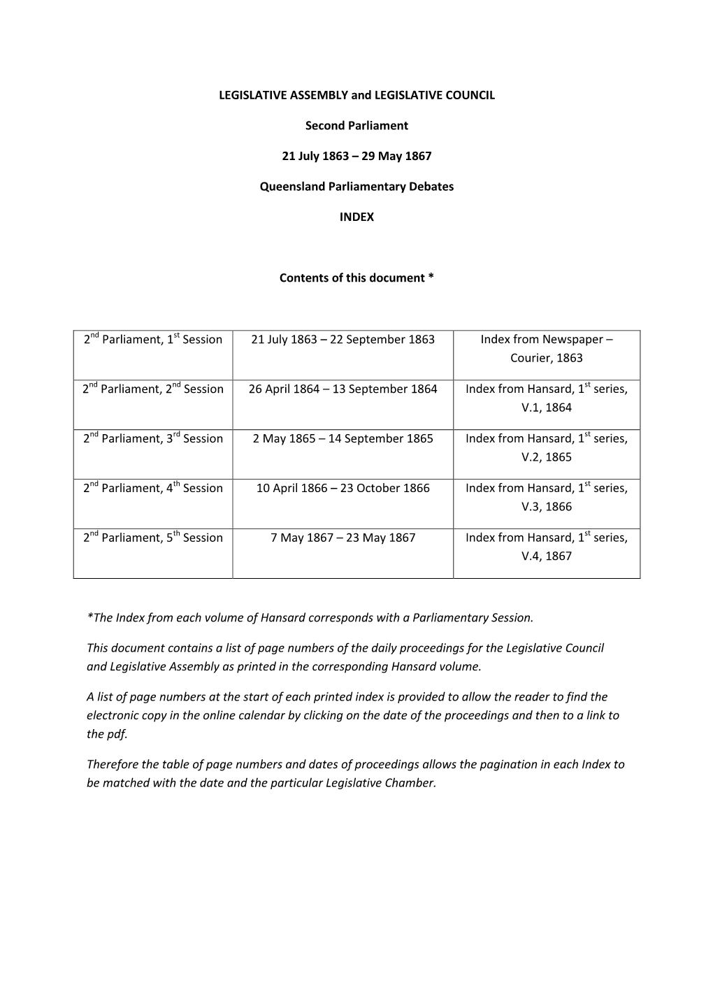 1863-1867 Index to Parliamentary Debates