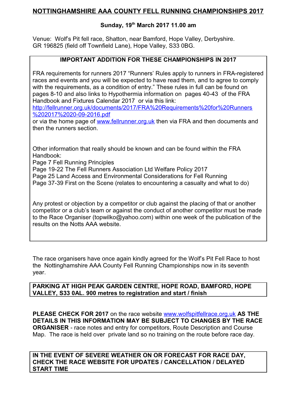 Nottinghamshire Aaa County Fell Running Championships 2011