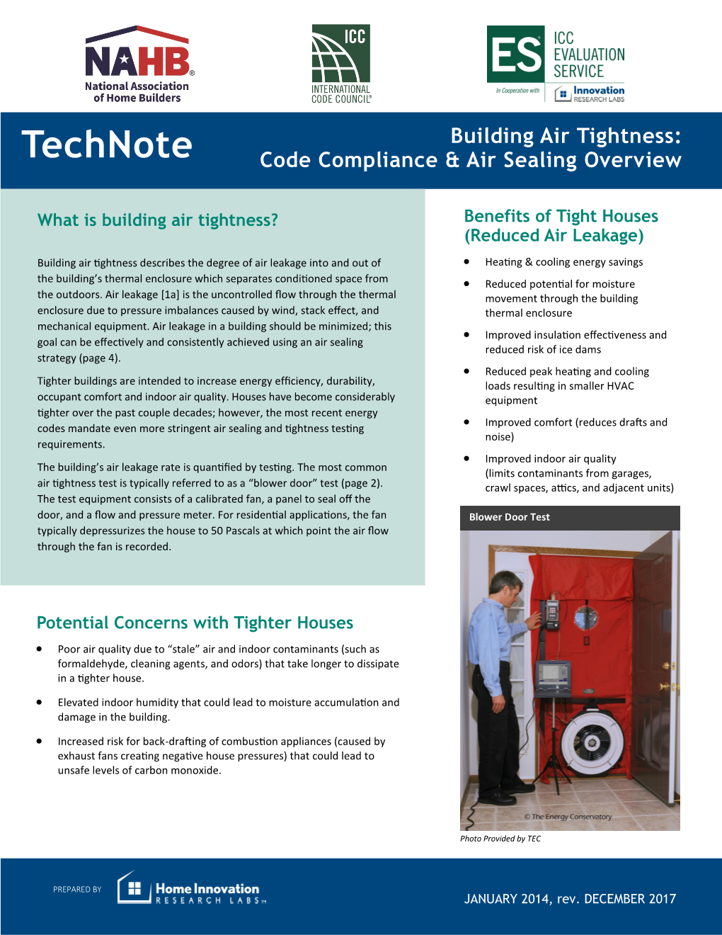 Building Air Tightness: Technote Code Compliance & Air Sealing Overview