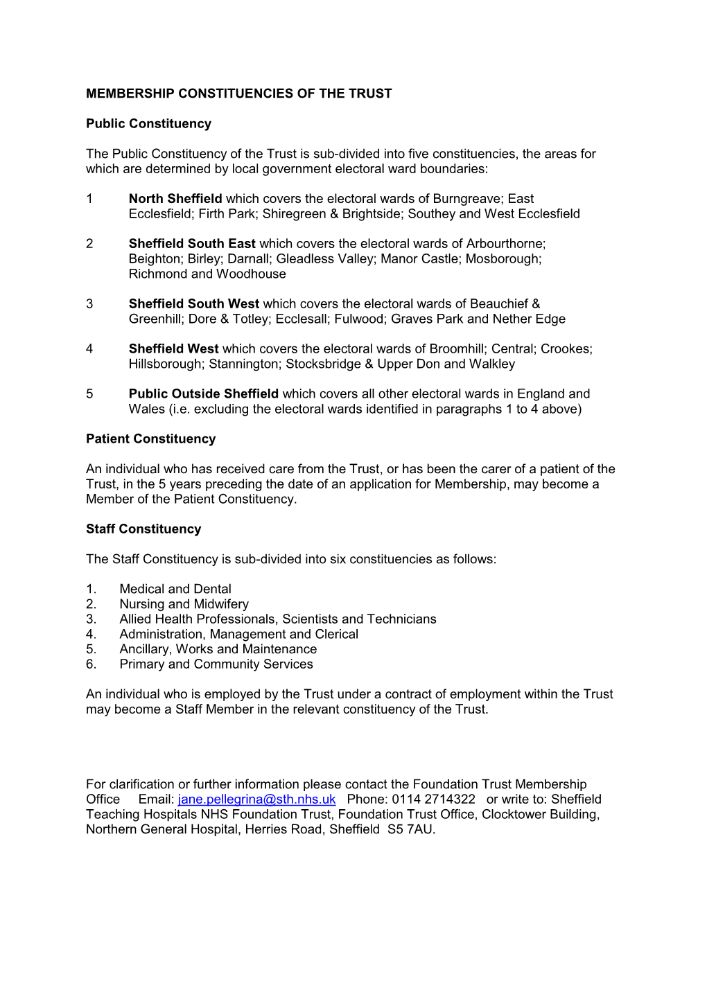 Membership Constituencies of the Trust