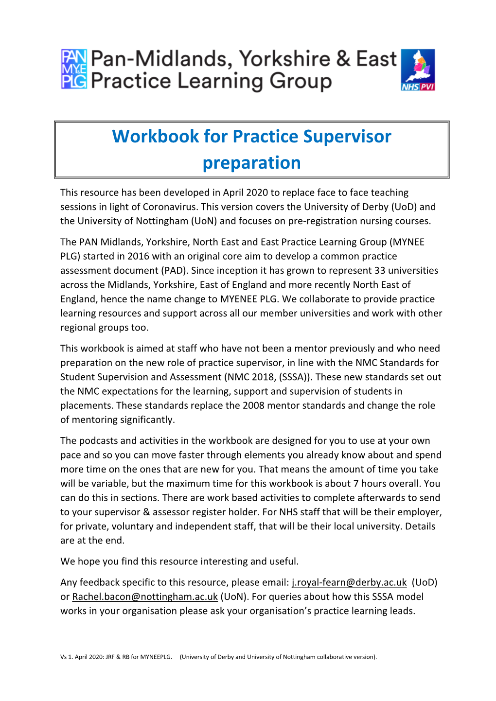 Workbook for Practice Supervisor Preparation