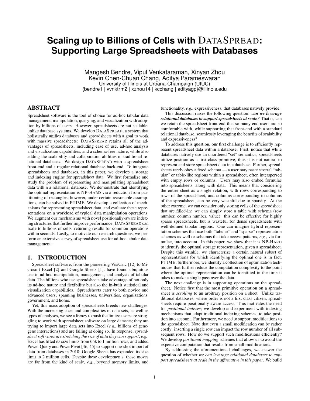 Scaling up to Billions of Cells with DATASPREAD: Supporting Large Spreadsheets with Databases