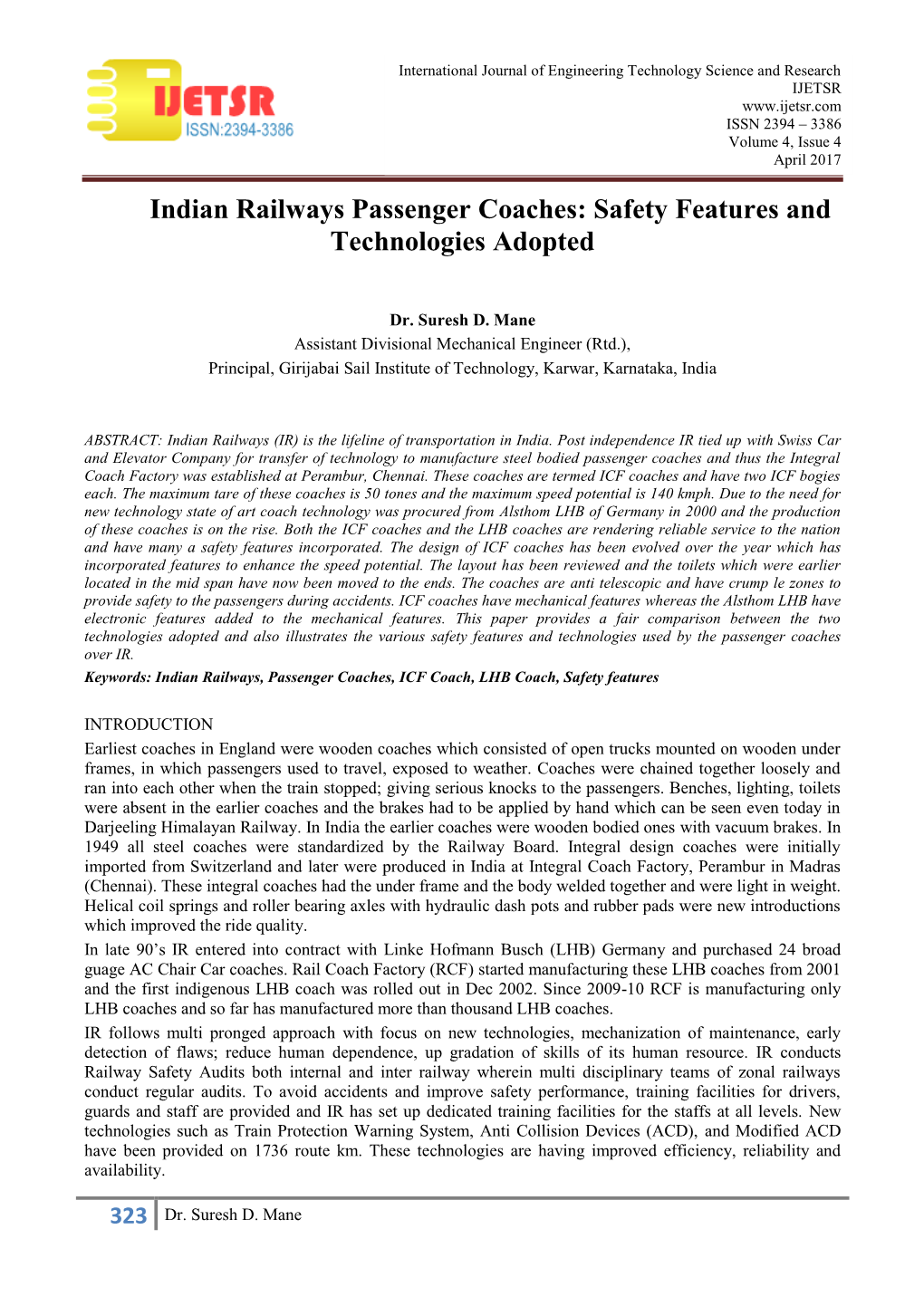 Indian Railways Passenger Coaches: Safety Features and Technologies Adopted