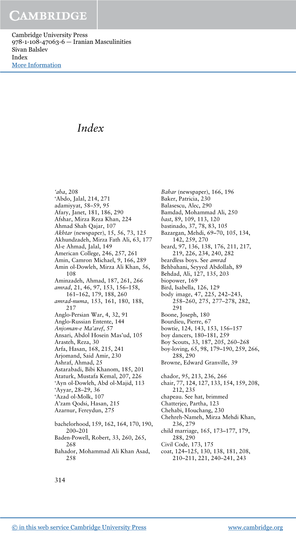 Iranian Masculinities Sivan Balslev Index More Information Www