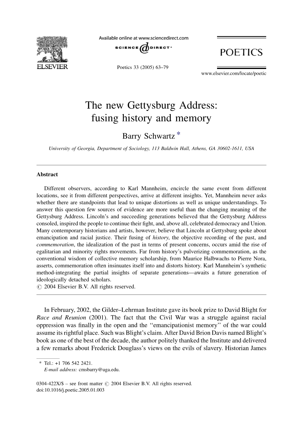 The New Gettysburg Address: Fusing History and Memory