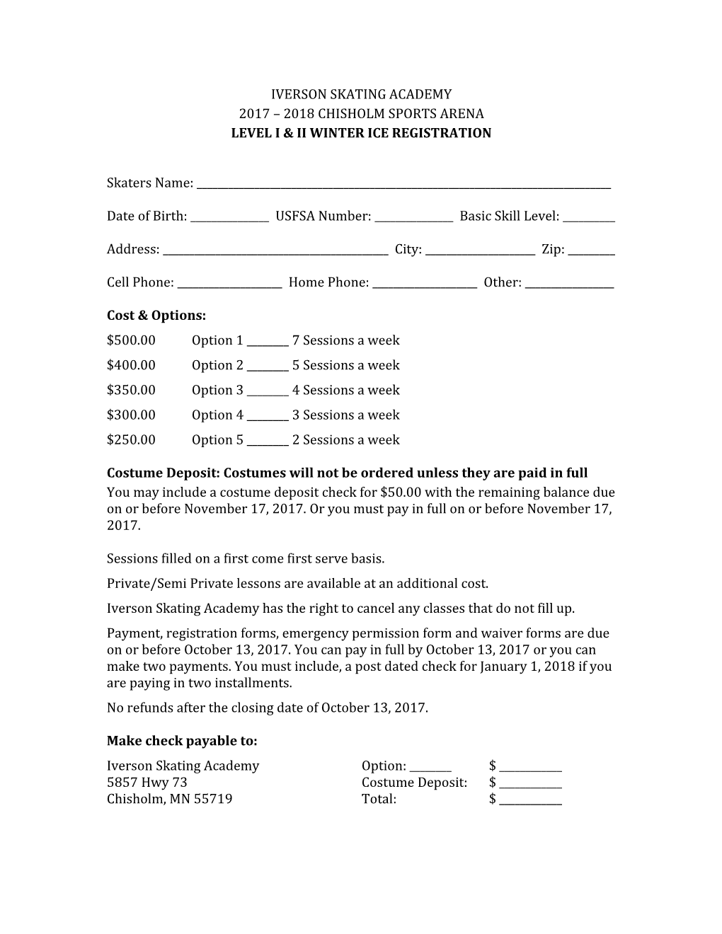 Level I & Ii Winter Ice Registration