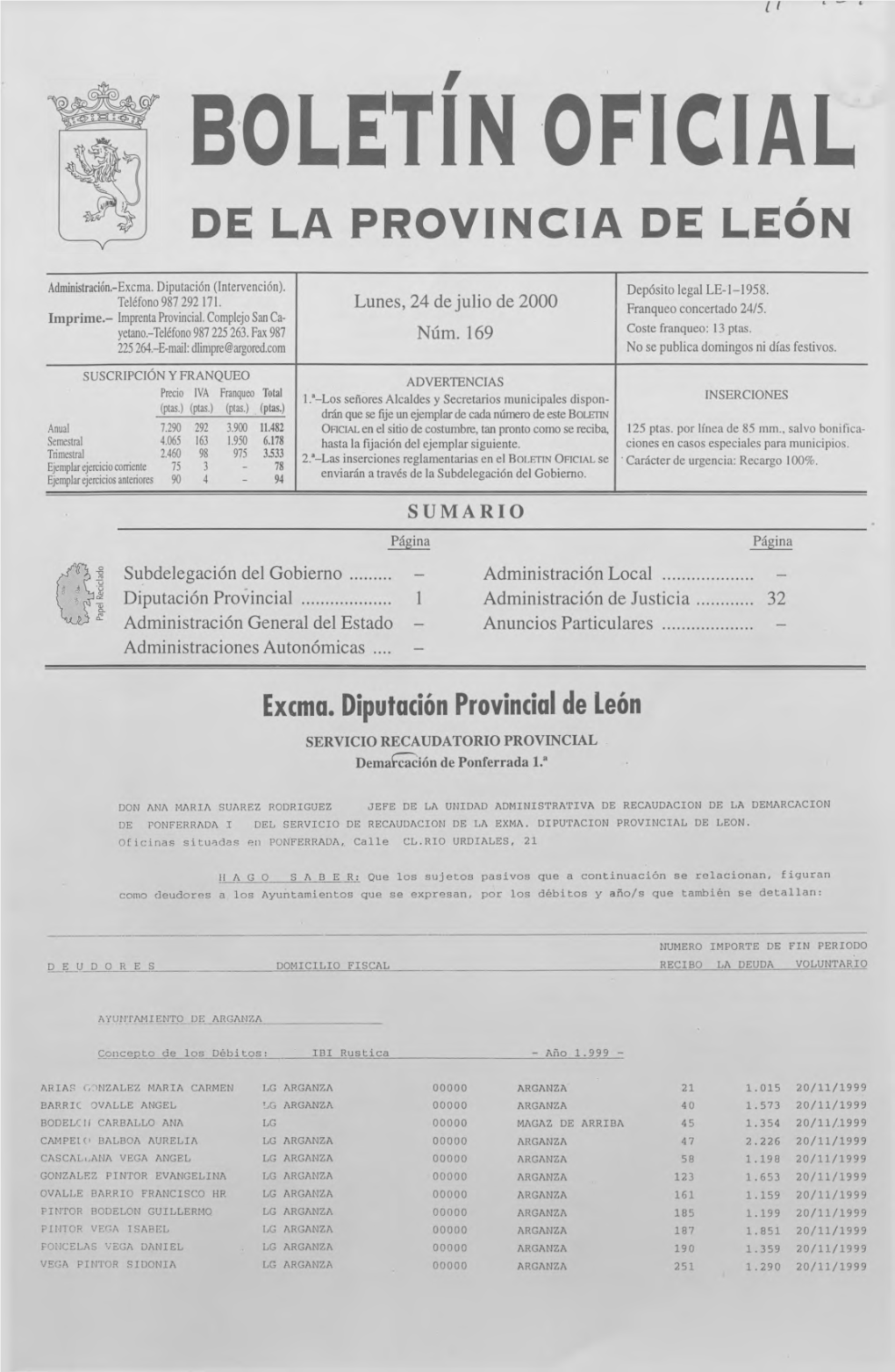 Boletín Oficial De La Provincia De León