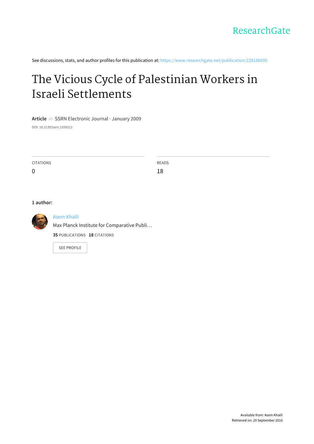 The Vicious Cycle of Palestinian Workers in Israeli Settlements