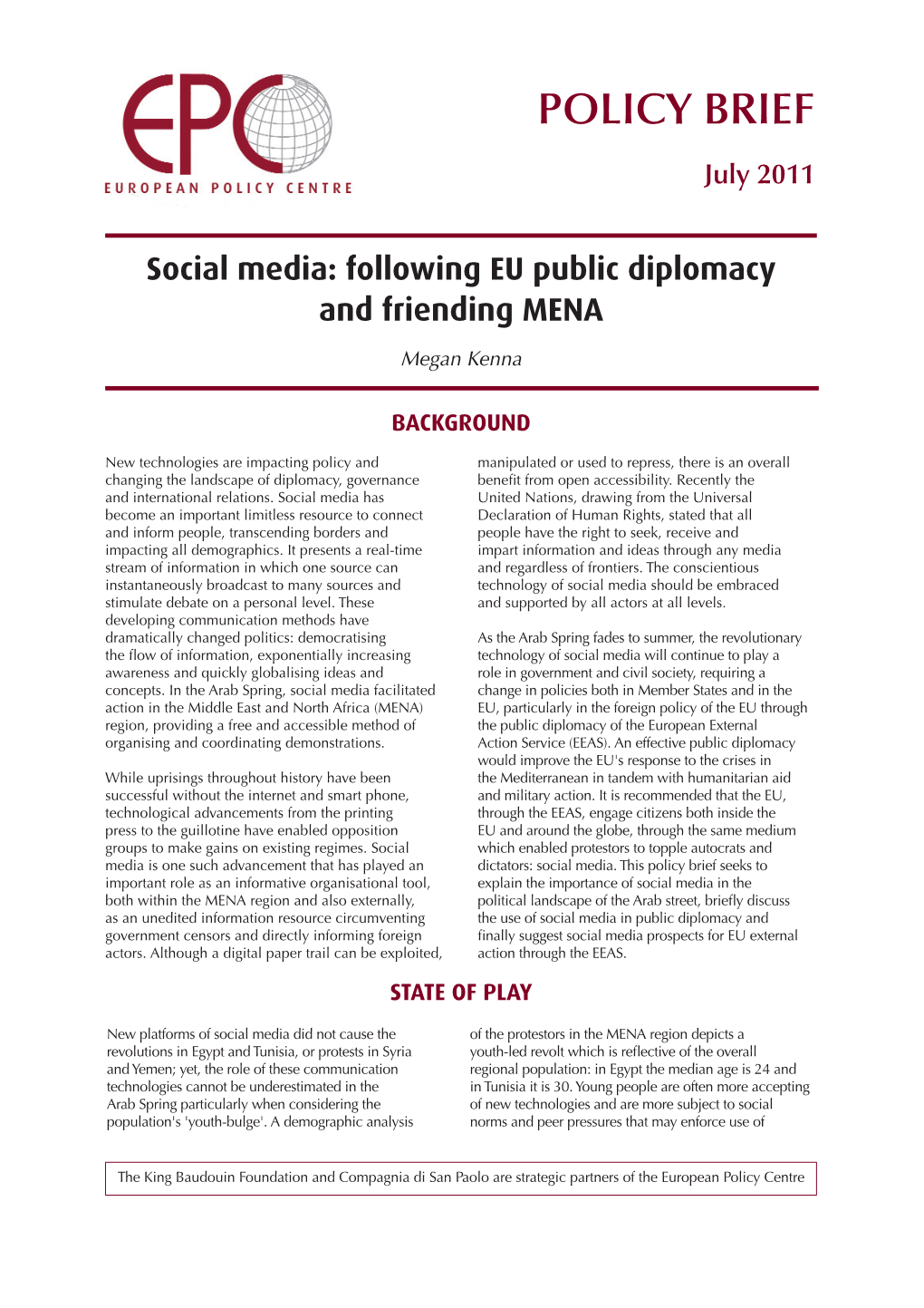Social Media: Following EU Public Diplomacy and Friending MENA