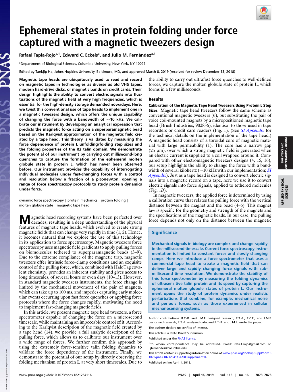 Ephemeral States in Protein Folding Under Force Captured with A