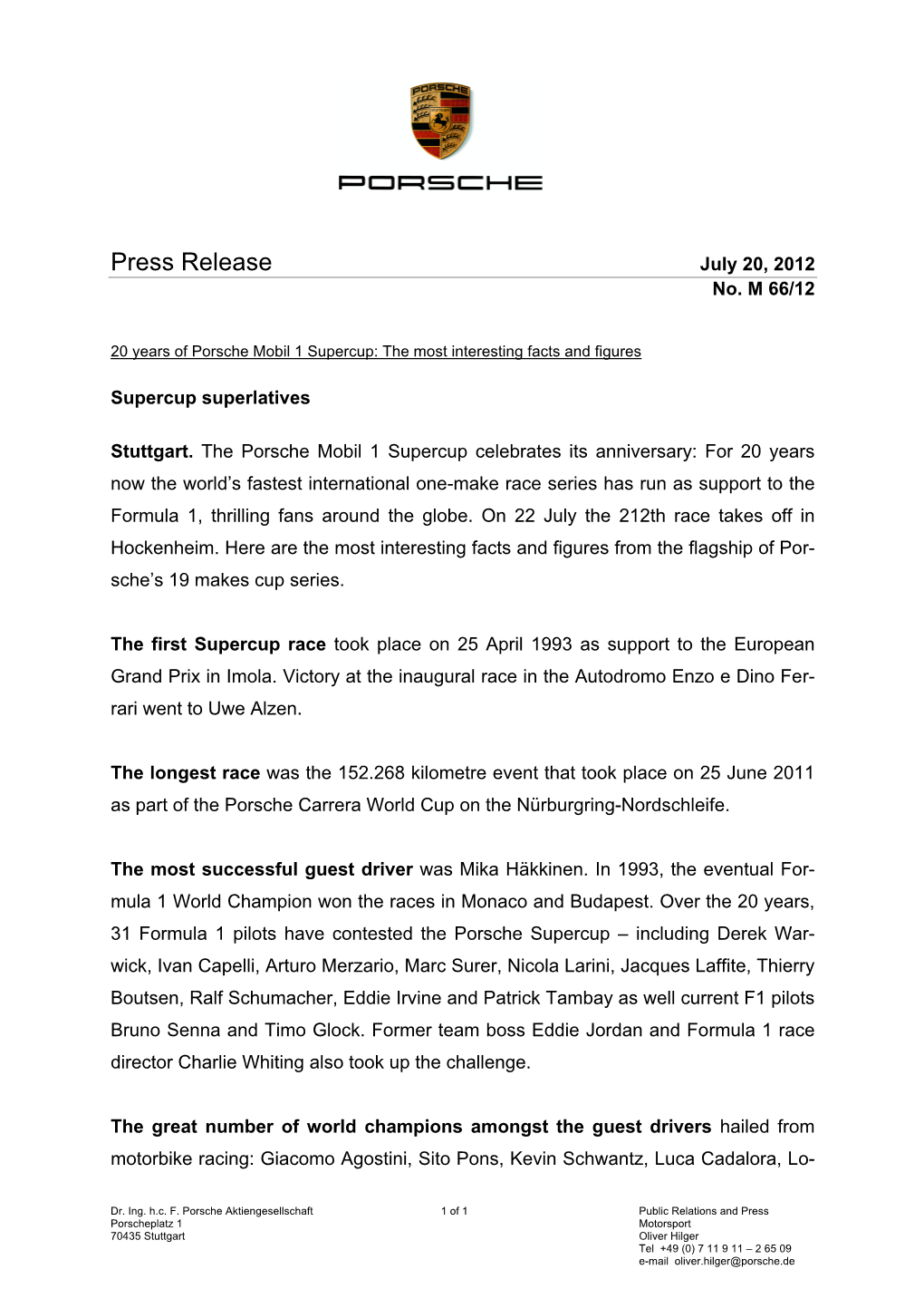 Press Release July 20, 2012 No