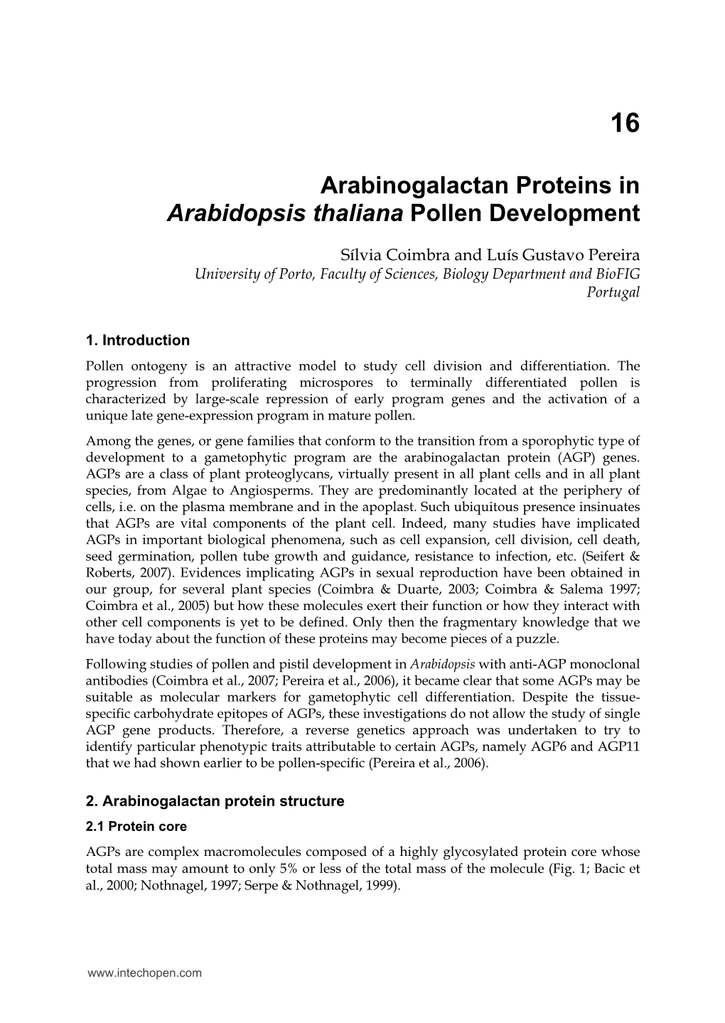 Arabinogalactan Proteins in Arabidopsis Thaliana Pollen Development