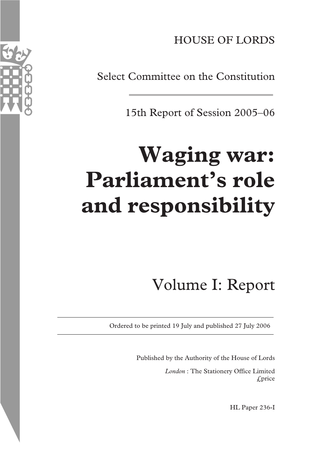 Waging War: Parliament’S Role and Responsibility