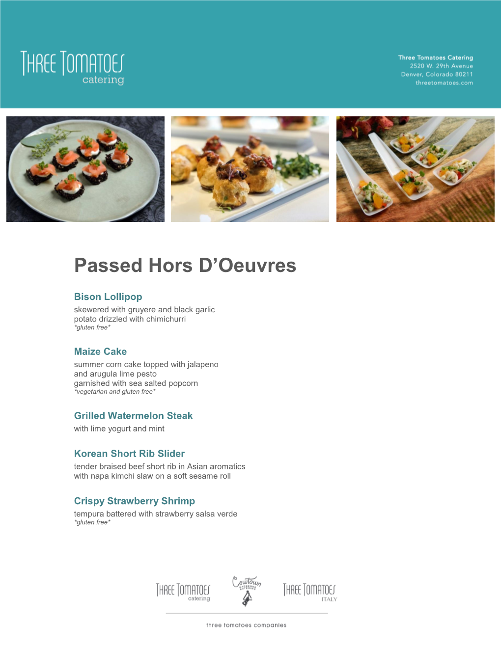 Passed Hors D'oeuvres