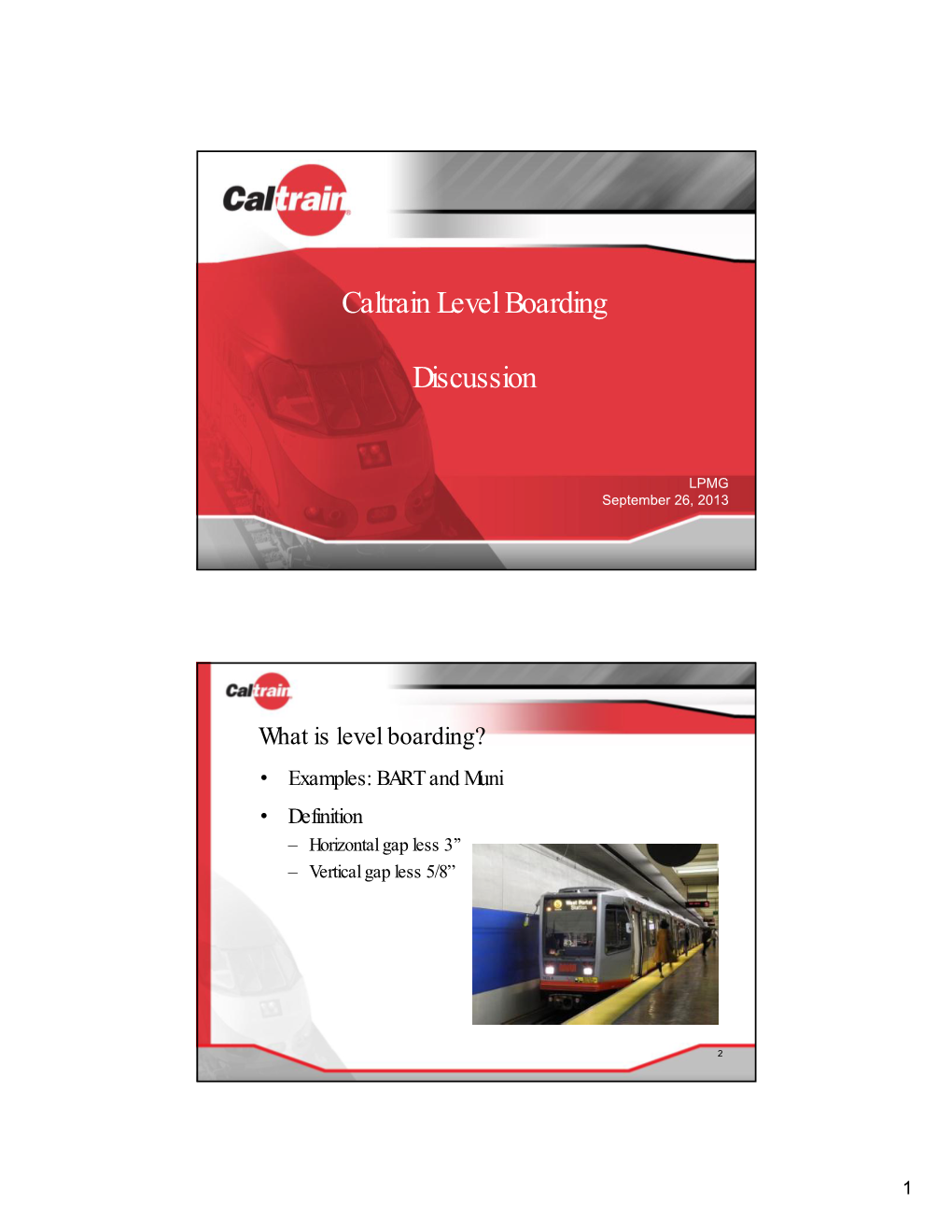 Caltrain Level Boarding Discussion