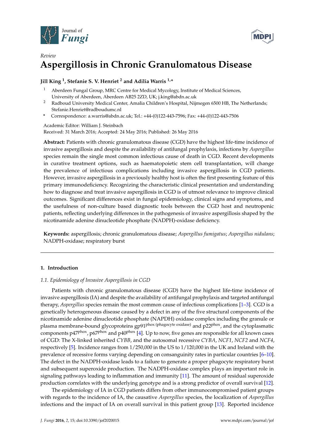 Aspergillosis in Chronic Granulomatous Disease