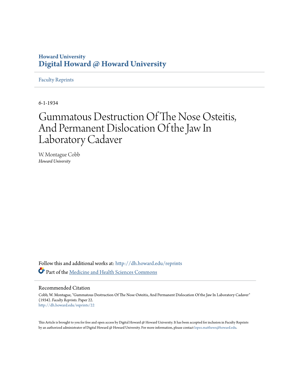 Gummatous Destruction of the Nose Osteitis, and Permanent Dislocation