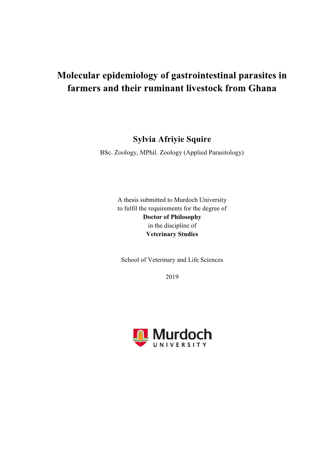 Molecular Epidemiology of Gastrointestinal Parasites in Farmers and Their Ruminant Livestock from Ghana