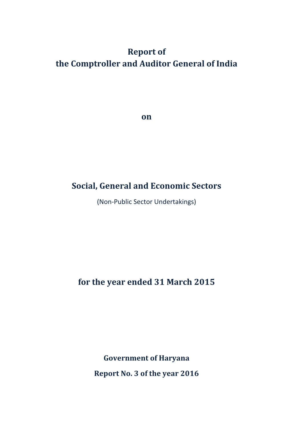Social General and Economic Sectors Non-PSU Government Of